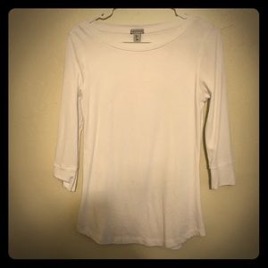 Boat neck 3/4 sleeve fitted t shirt