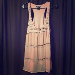 Light pink, sheer embellished tank top