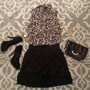 F21 // High Waisted Black Ruffle Skirt
