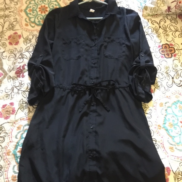 Drawstring black dress