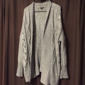 Gray long knit sweater