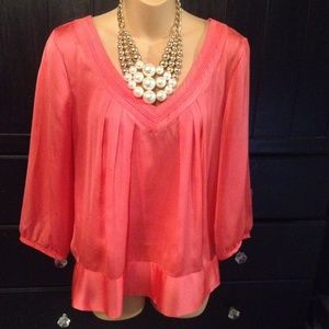 ON SALE! Silky, coral Ann Taylor blouse