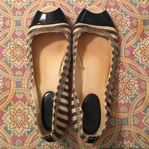 Blue and cream flats