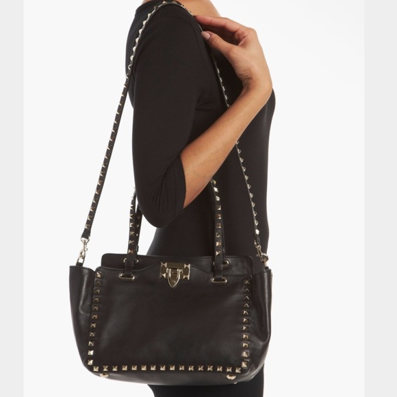 Authentic Valentino Mini Rockstud Leather Tote