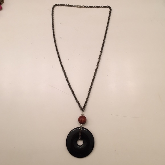Black circle pendant necklace