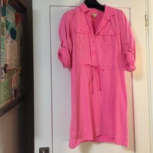Pink j crew shirt dress