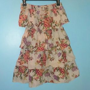 Ruffle Strapless Floral Sundress