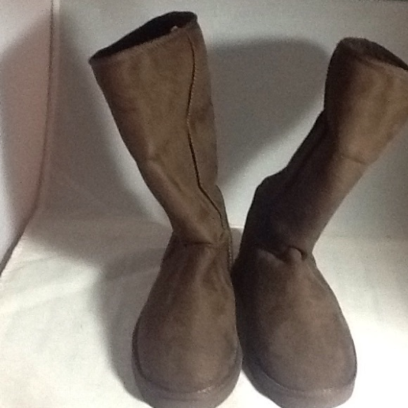 Brown faux suede boots
