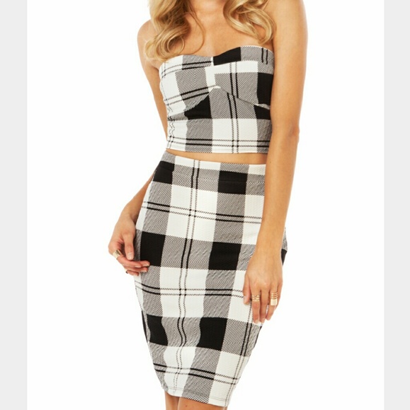 Akira PLAID 2FER Strapless DRESS
