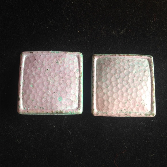 Square hammered metal post back Earrings