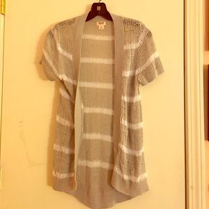 Gray and White Striped Cardigan