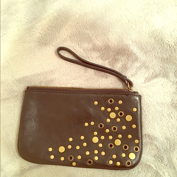J.Crew leather studded wristlet