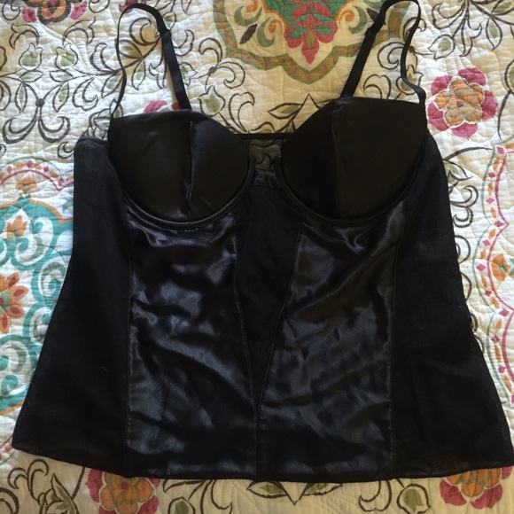 Black sheer and satin lingerie top