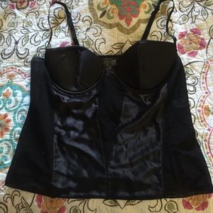 Black sheer and satin lingerie top
