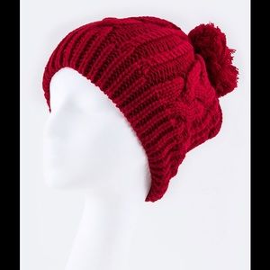 Mix Knit Pom Pom Beani Hat