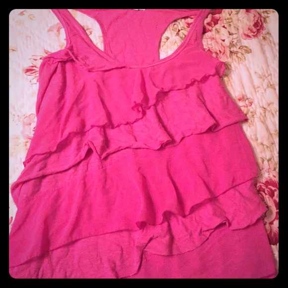 Aeropostale pink racerback tank top with ruffles!