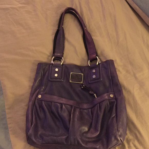 B makowsky  purple glove leather tote bag