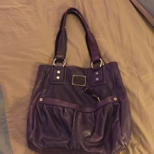B makowsky  purple glove leather tote bag