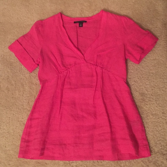 Banana Republic Linen Hot Pink Shirt Petite XS