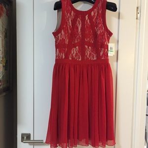 Beautiful red cocktail dress with lace detailing