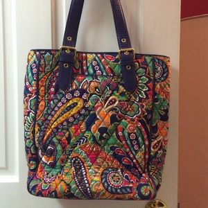 Vera Bradley Venetian Paisley Leather Trim Tote