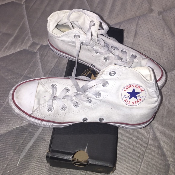 white unisex used high tops converse