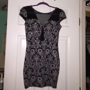 Tight black and white dress