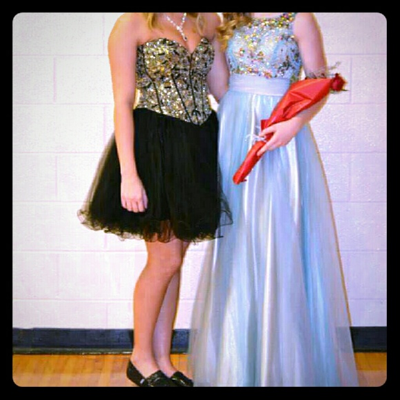 Short Black and Silver Dress and Jewelry