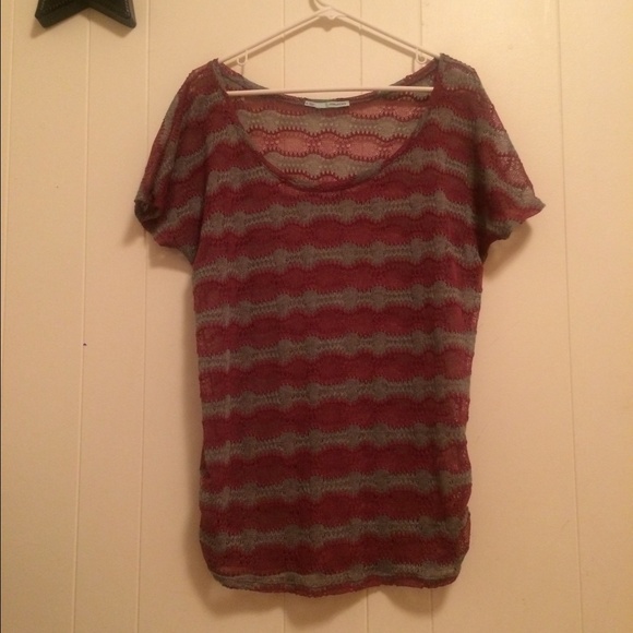 Grey/wine knit sweater