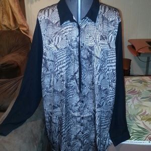 H&M black and white patterned blouse