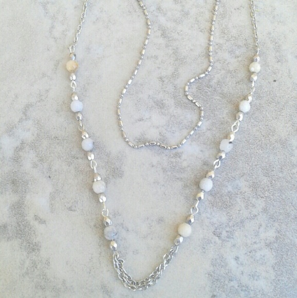 Gray Botswana Double Strand Layering Necklace