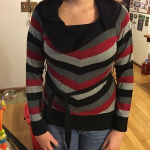 Black red gray sweater
