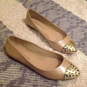 Antonio Melani nude flats with gold detail sz 7.5
