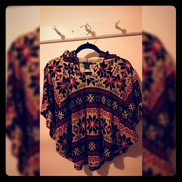 Hooded Aztec Poncho