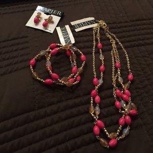 Napier three piece set earrings bracelet necklace