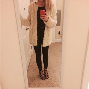 Faux Fur Beige Coat