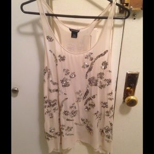 Club Monaco sheer nude tank with embellishment