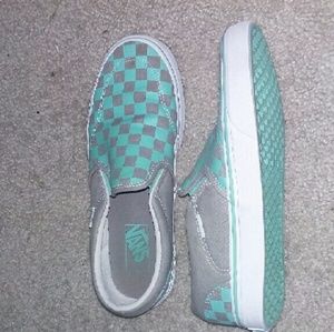 teal and gray vans