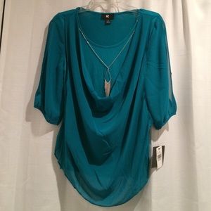 iZ Byer California Cold Shoulder Top and Necklace