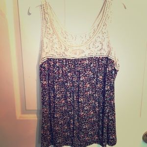 Floral and lace tank