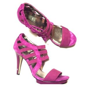 Hot pink high heel strappy sandals