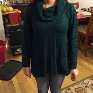 Green and black babydoll sweater
