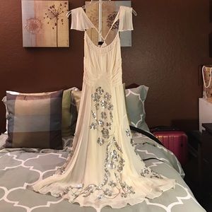 BCBGMaxAzria Ivory Silk Dress with sequins
