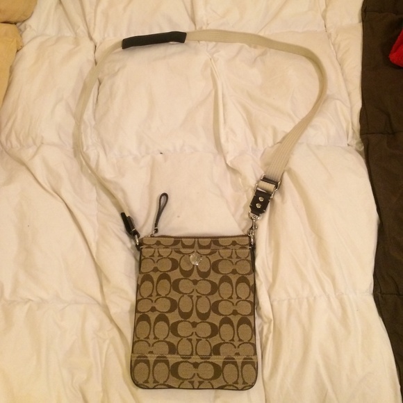 Coach Handbags - PRICE DROP Coach small cross body khaki canvas bag