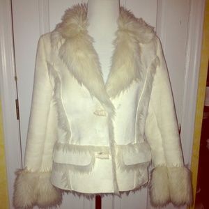 SOLD SOLD The Limited off white faux fur jacket Sz S