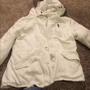 Nice white button up coat.