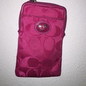 Pink coach wristlet