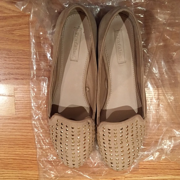 Zara gold-studded slip on loafers