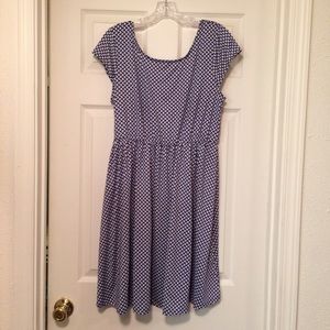 Blue and White Knee Length Dress