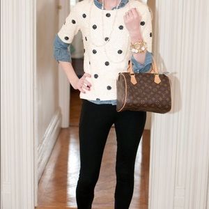 J crew polka dots sequin white top